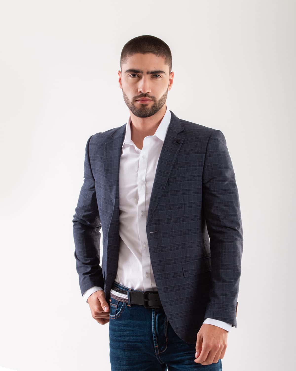 Blazer azul cuadros para hombre