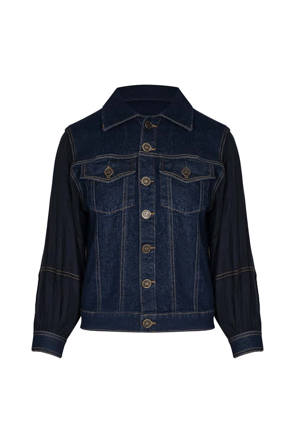 chaqueta cattleya azul indigo con bordado