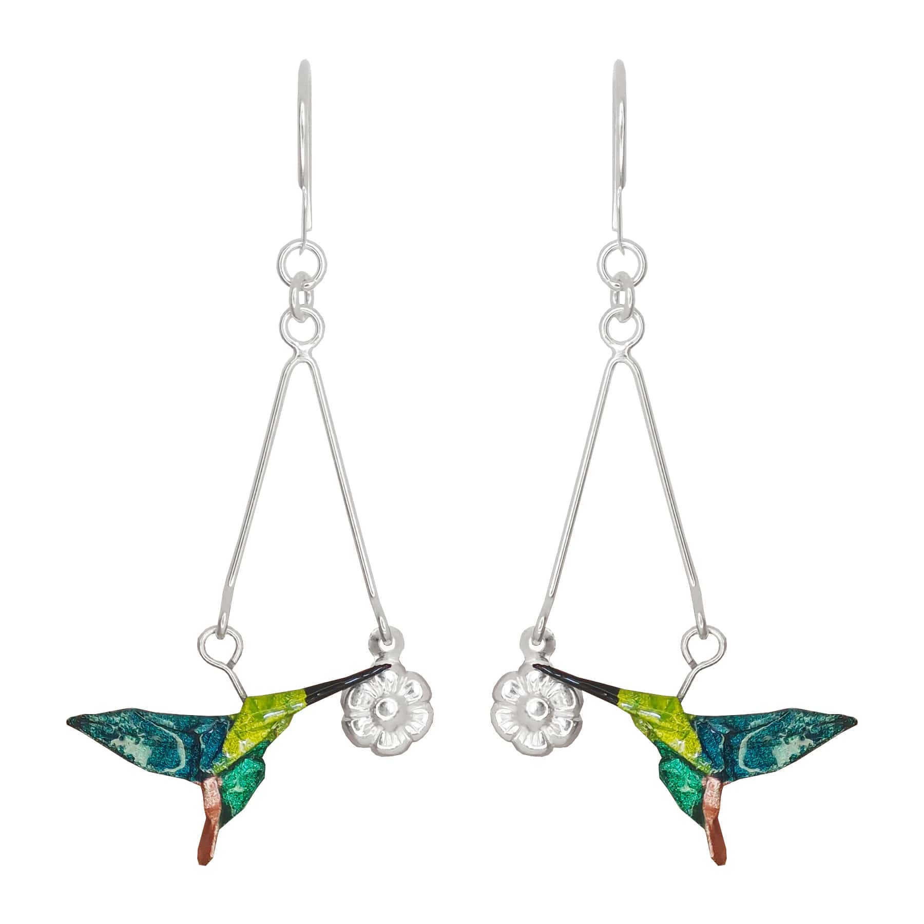 Arete colibrí flor
