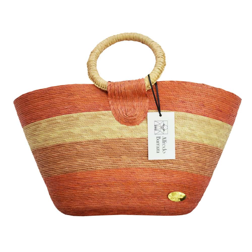 Alma Straw Bucket Bag in Orange