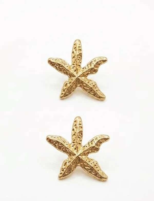 Aretes Estrella De Mar Mediano Dorado