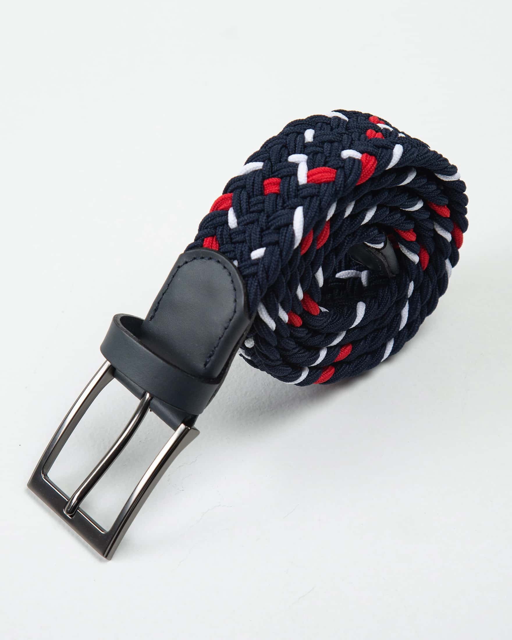 Cinturón Trenzado Elástico Color Block Blanco - Rojo
