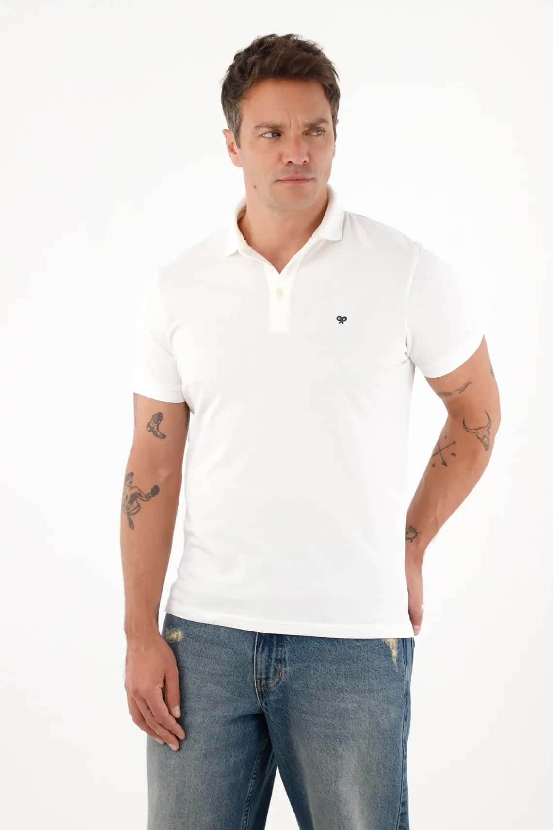 Polo con cuello tejido para hombre
