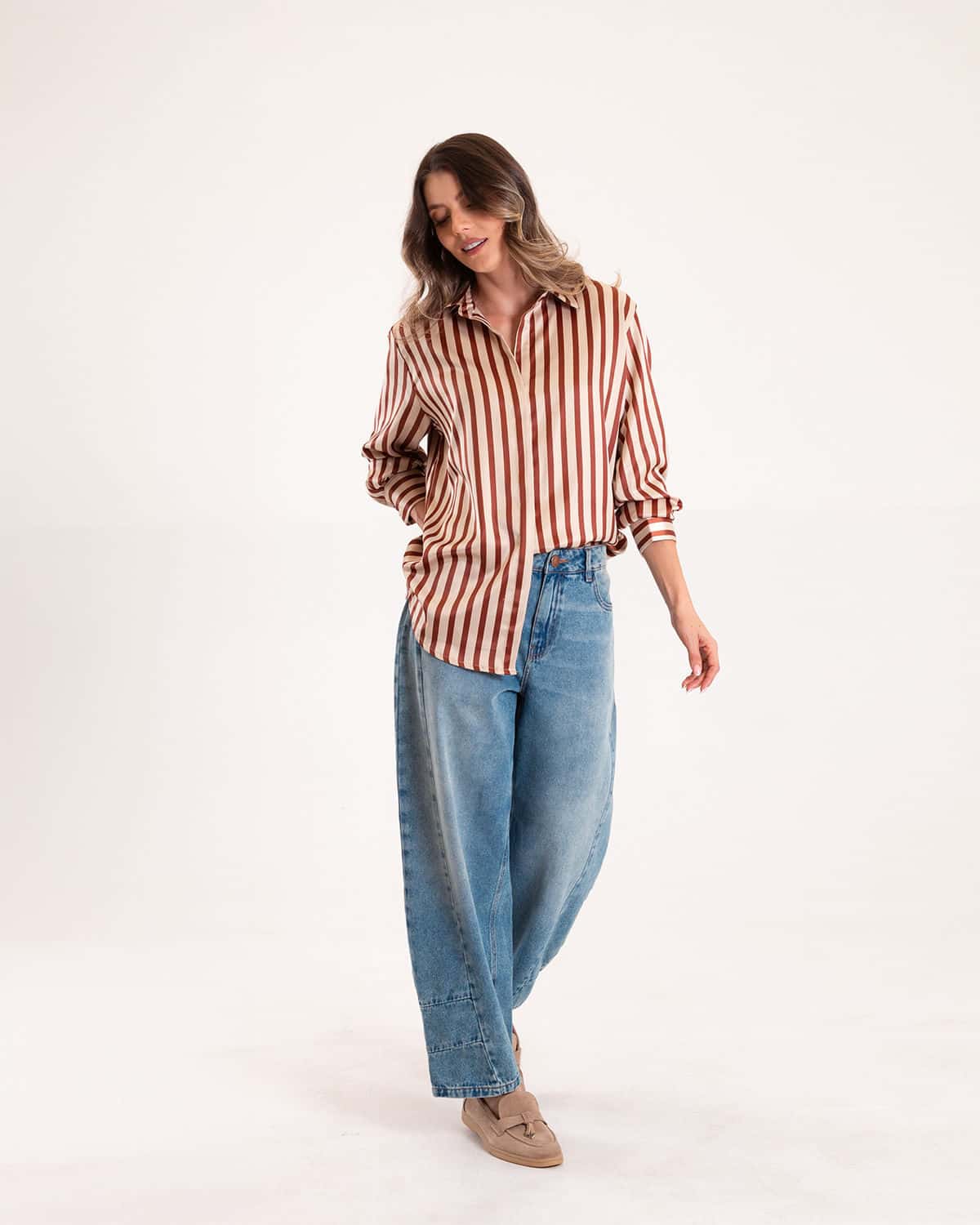 Jean barrel tono claro para mujer
