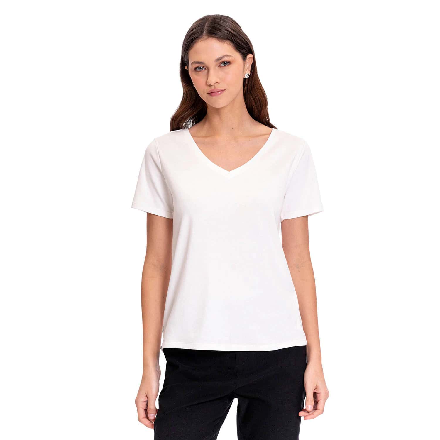 Camiseta para Mujer Unicolor Viny Manga Corta Blanca