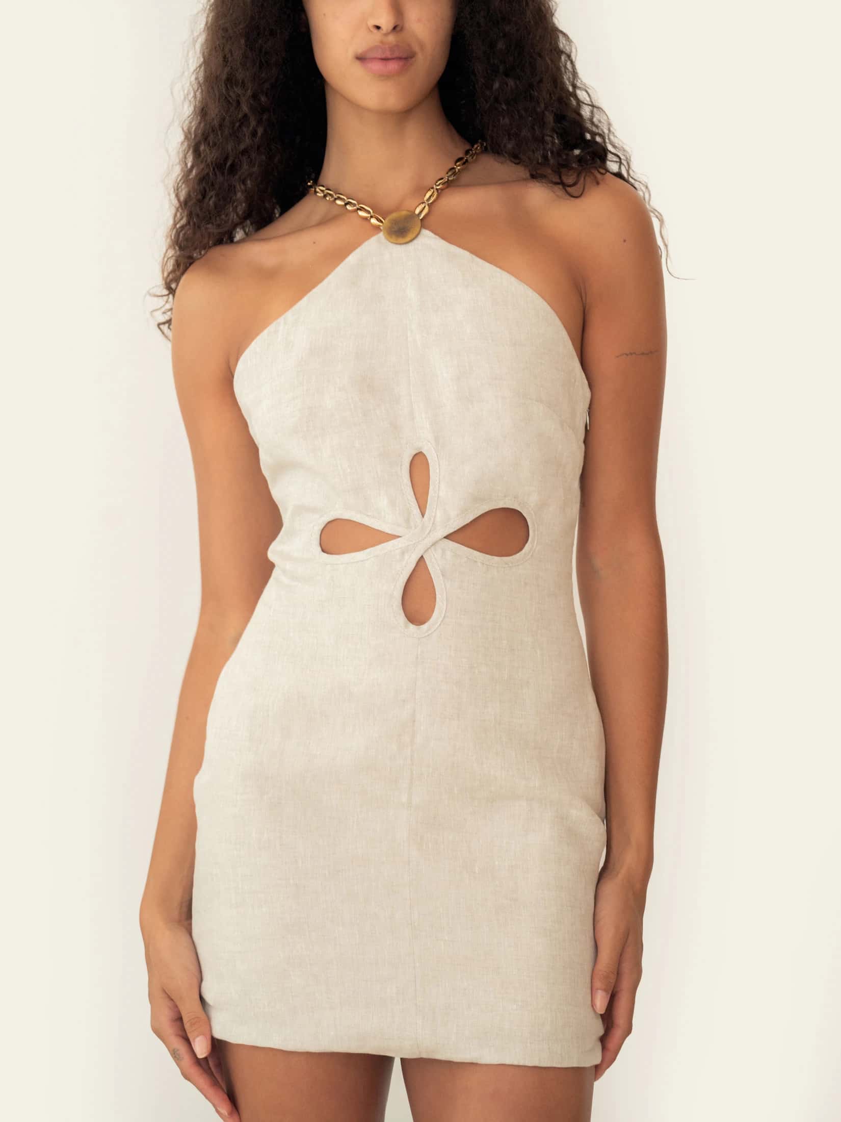 DREA DRESS BEIGE MELANGE - miniatura 2