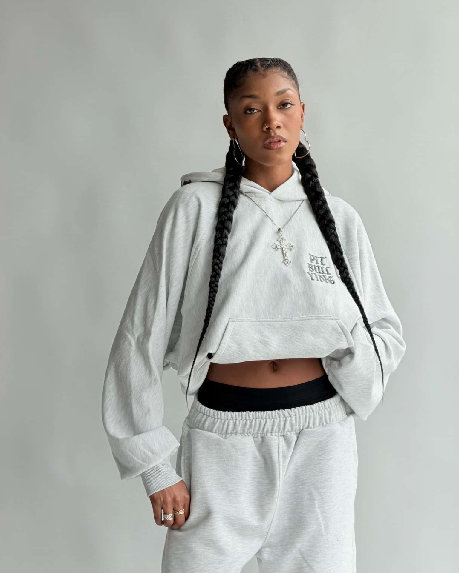 SET HOODIE + JOGGER STAR GANG GRIS MUJER