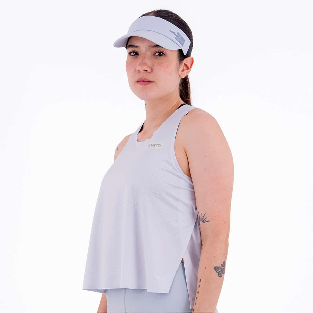 CAMISETA RUNNING MANGA SISA LEVIT GRIS CLARO PARA MUJER - miniatura 3