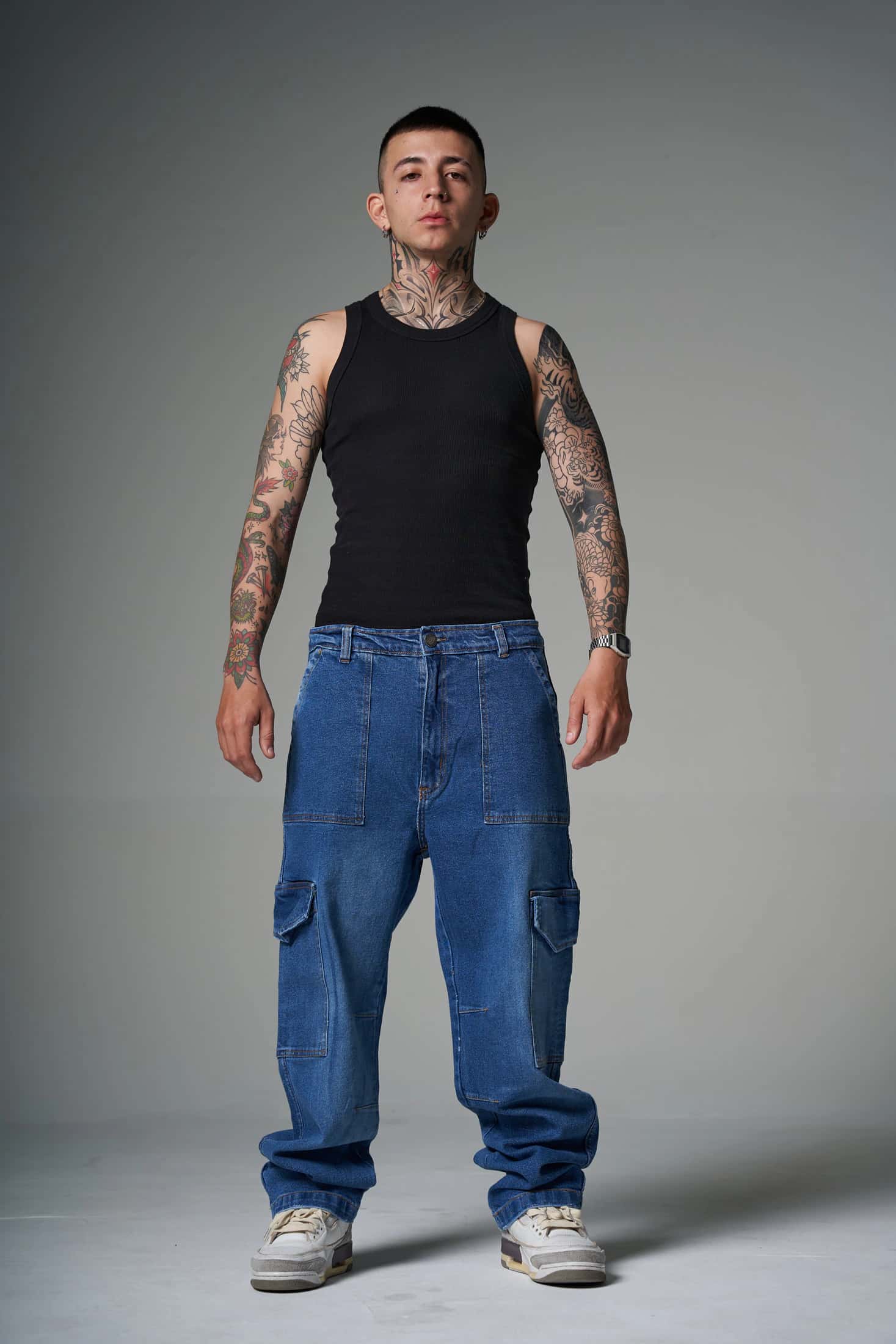 JEANS CARGO SAVAGE AZUL MEDIO 14495