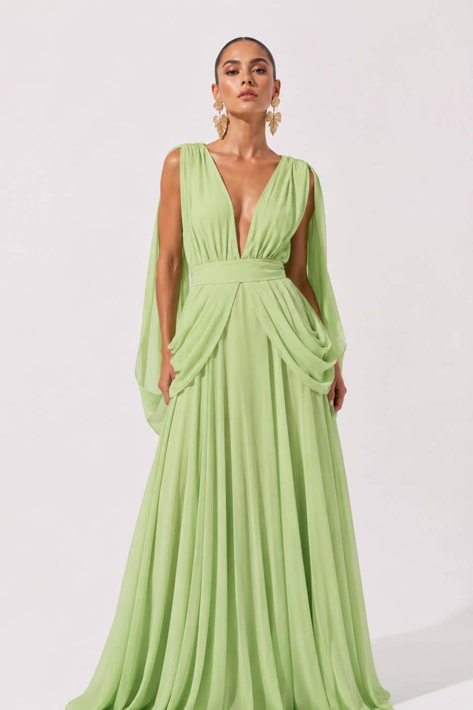 Vestido Hinora Verde Limon - miniatura 3