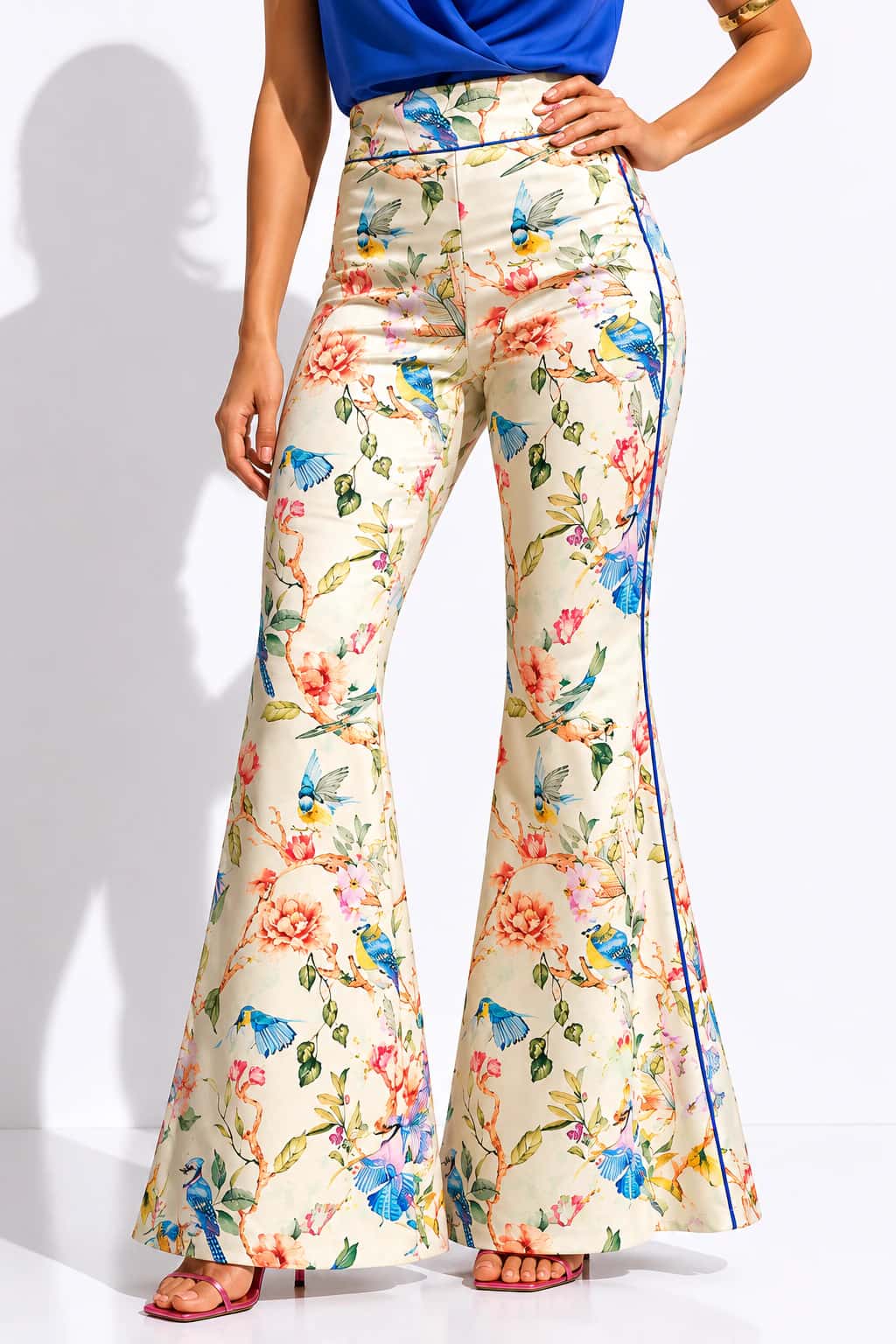 Pantalón Kristal Pájaros Blancos Estampado