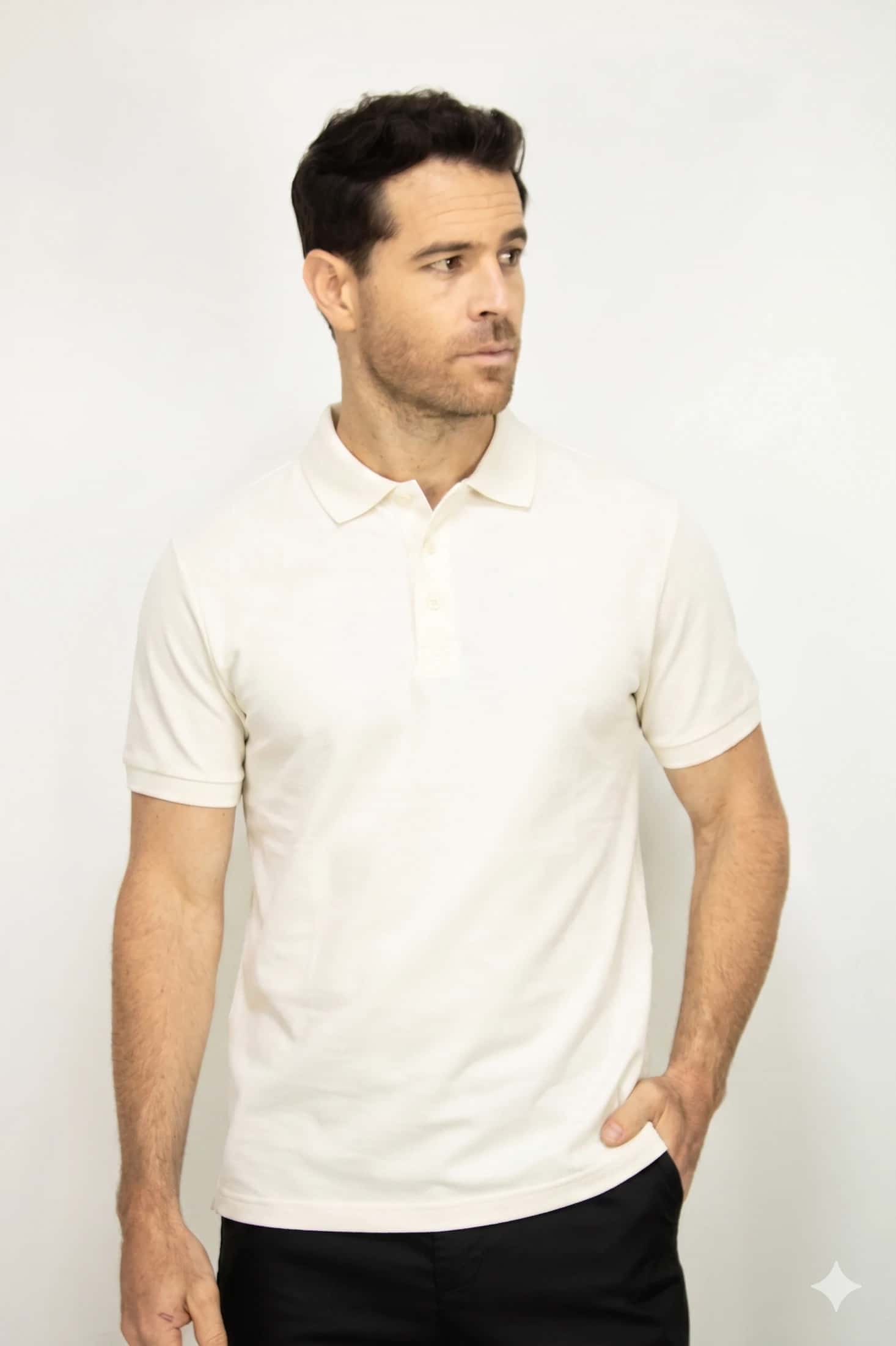 Polo Deportiva Blanca Para Hombre