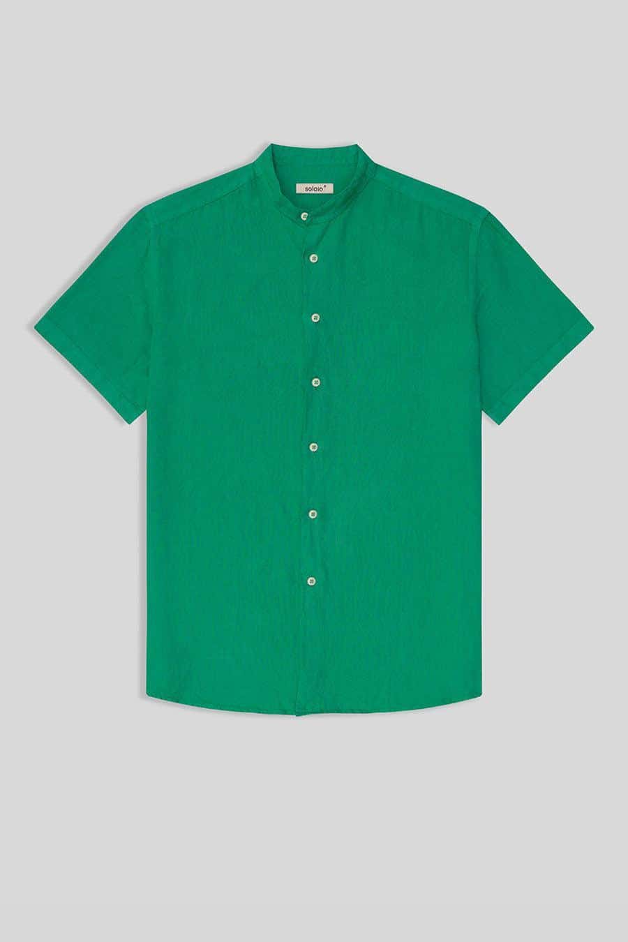 men’s linen shirt mao green basic