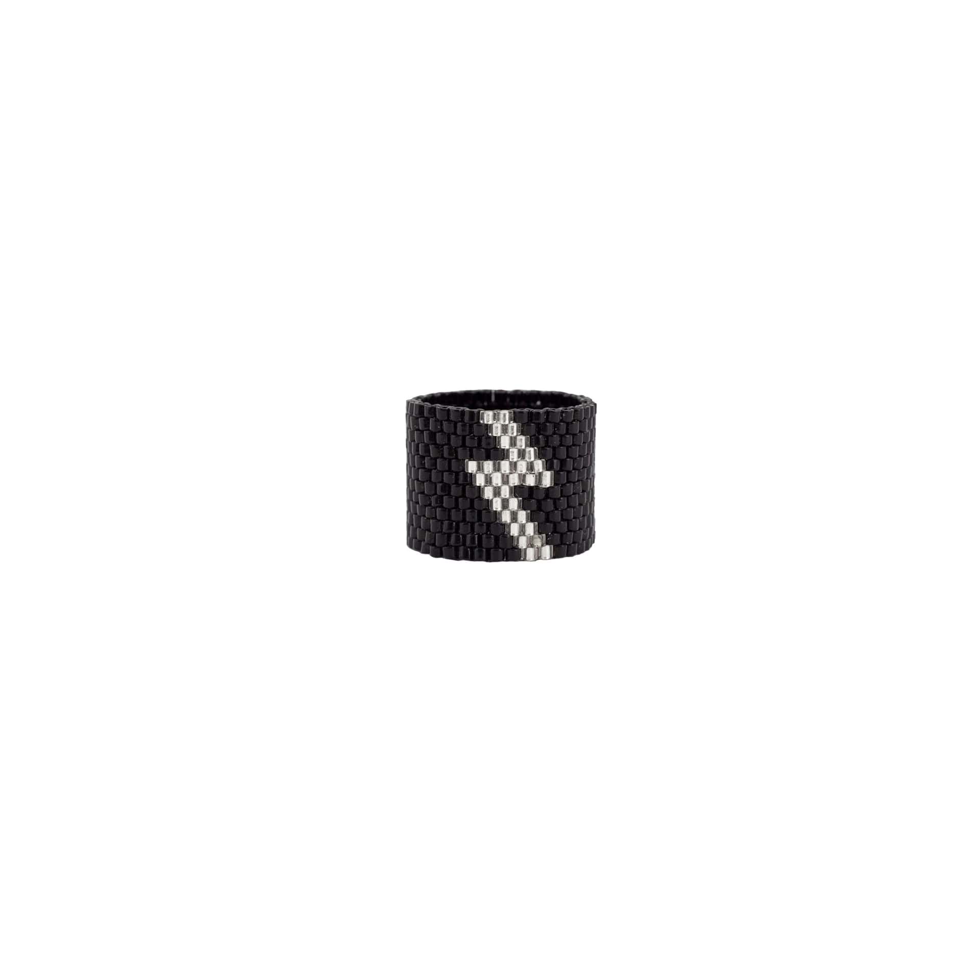 Anillo Haiku Rayo Negro con Plateado