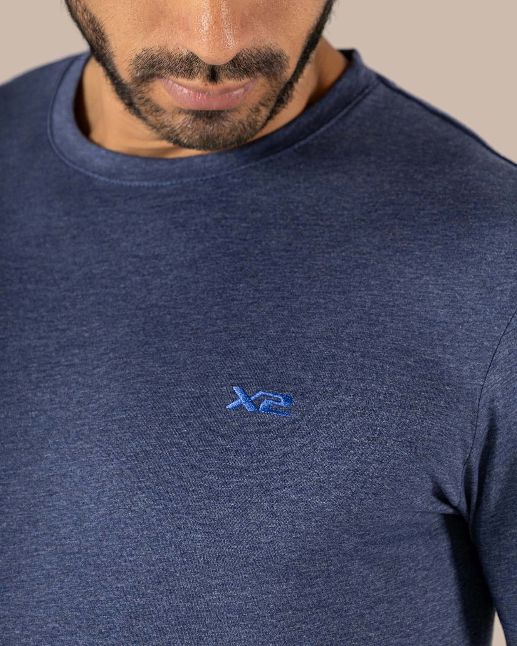 Camiseta Cuello Redondo Algodón Parma Azul X2