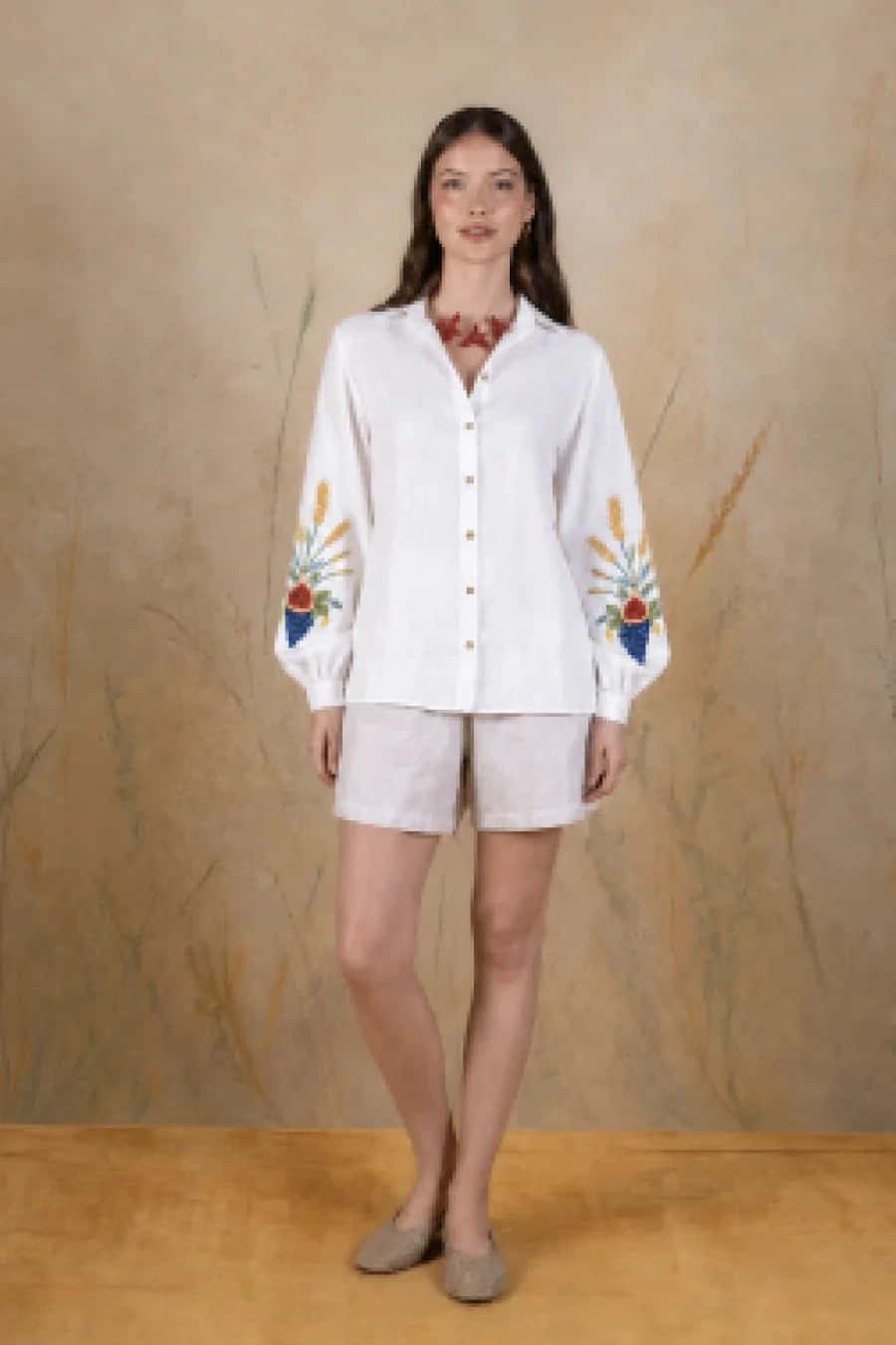 Women's Auctus linen shirt white