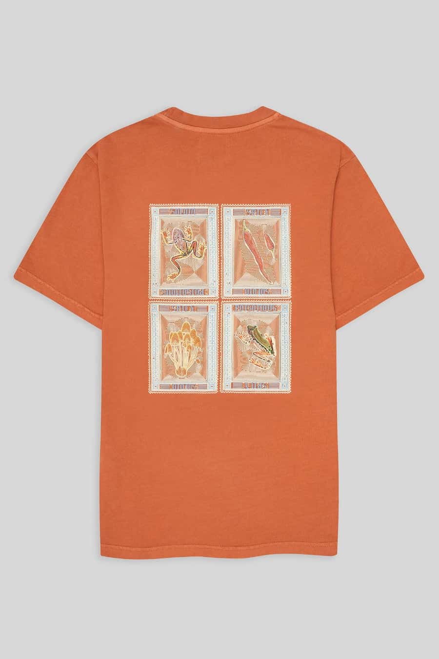 Men's cotton t-shirt four orange stamps
