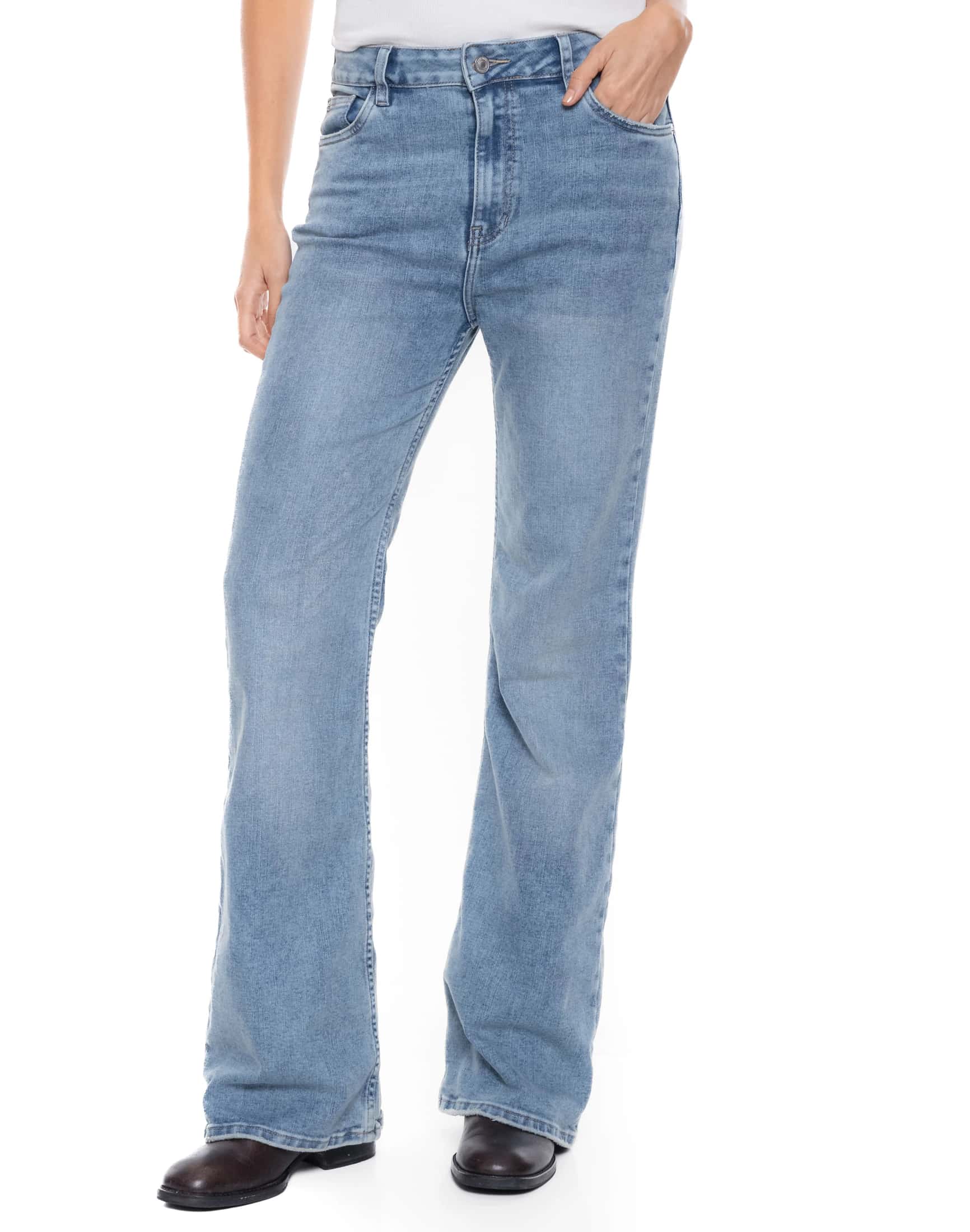 High Waist Flare Jeans Tono Medio