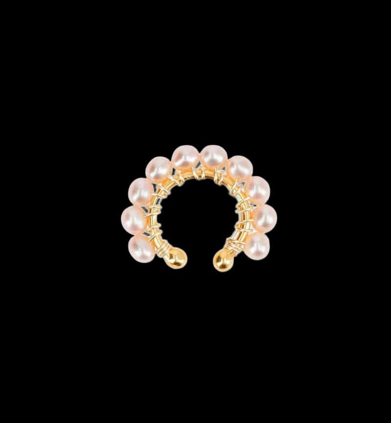 Ear Cuff de Perlas Rosadas Grande