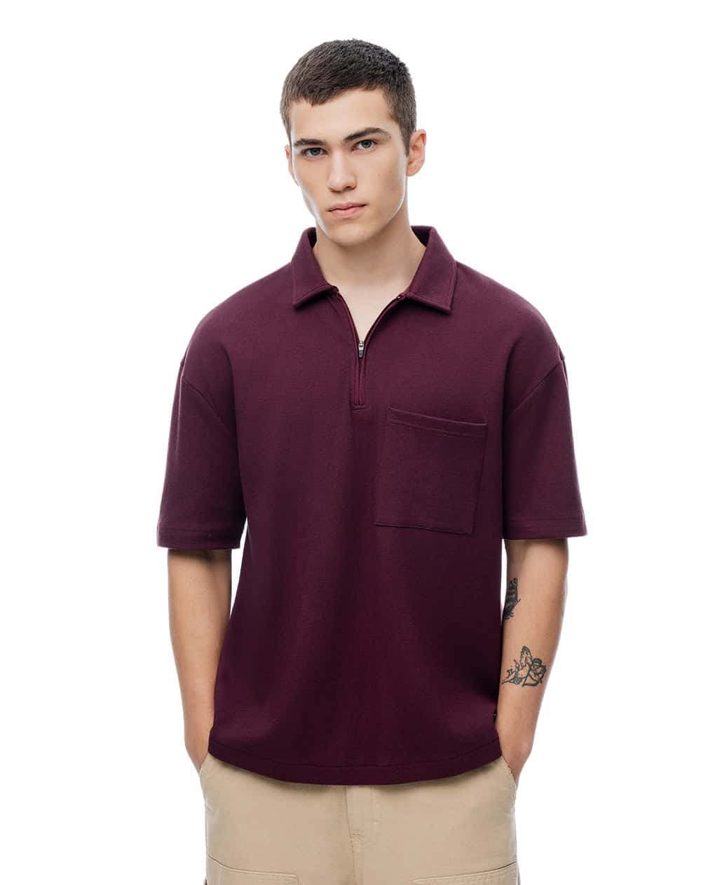 Polo regular algodón vino tinto hombre