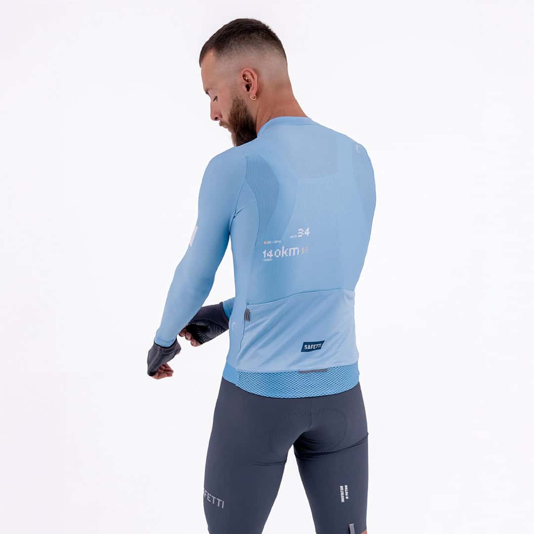 CAMISA CICLISMO MANGA LARGA SOLID BLUE AURA PARA HOMBRE - miniatura 2