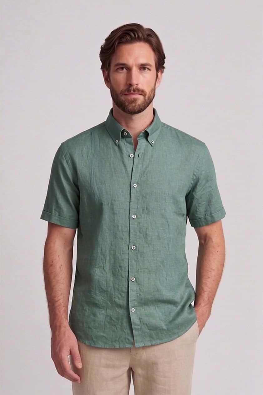 Camisa en lino manga corta para hombre Jon Sonen 017225036