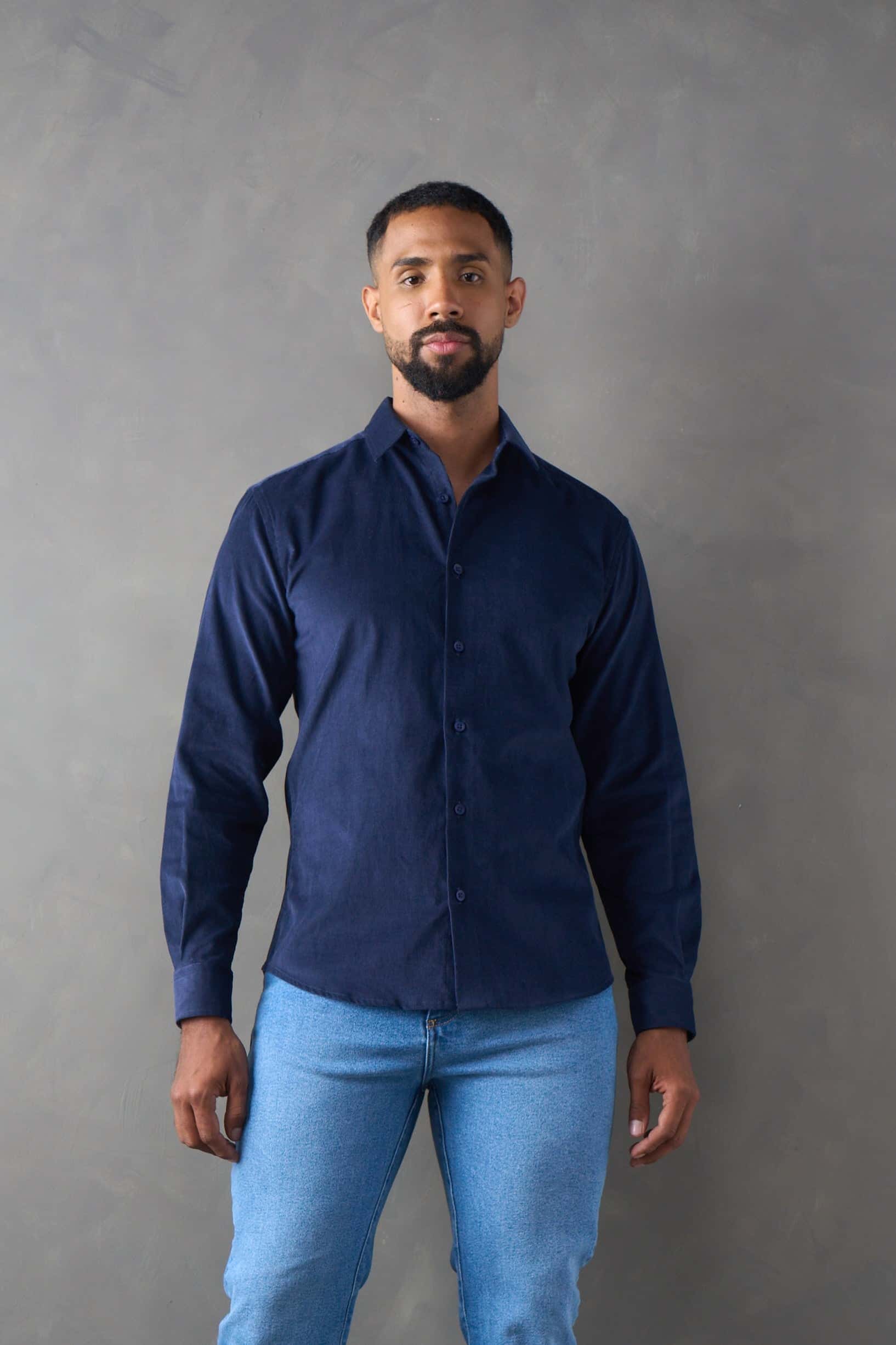 Camisa manga larga corduroy navy