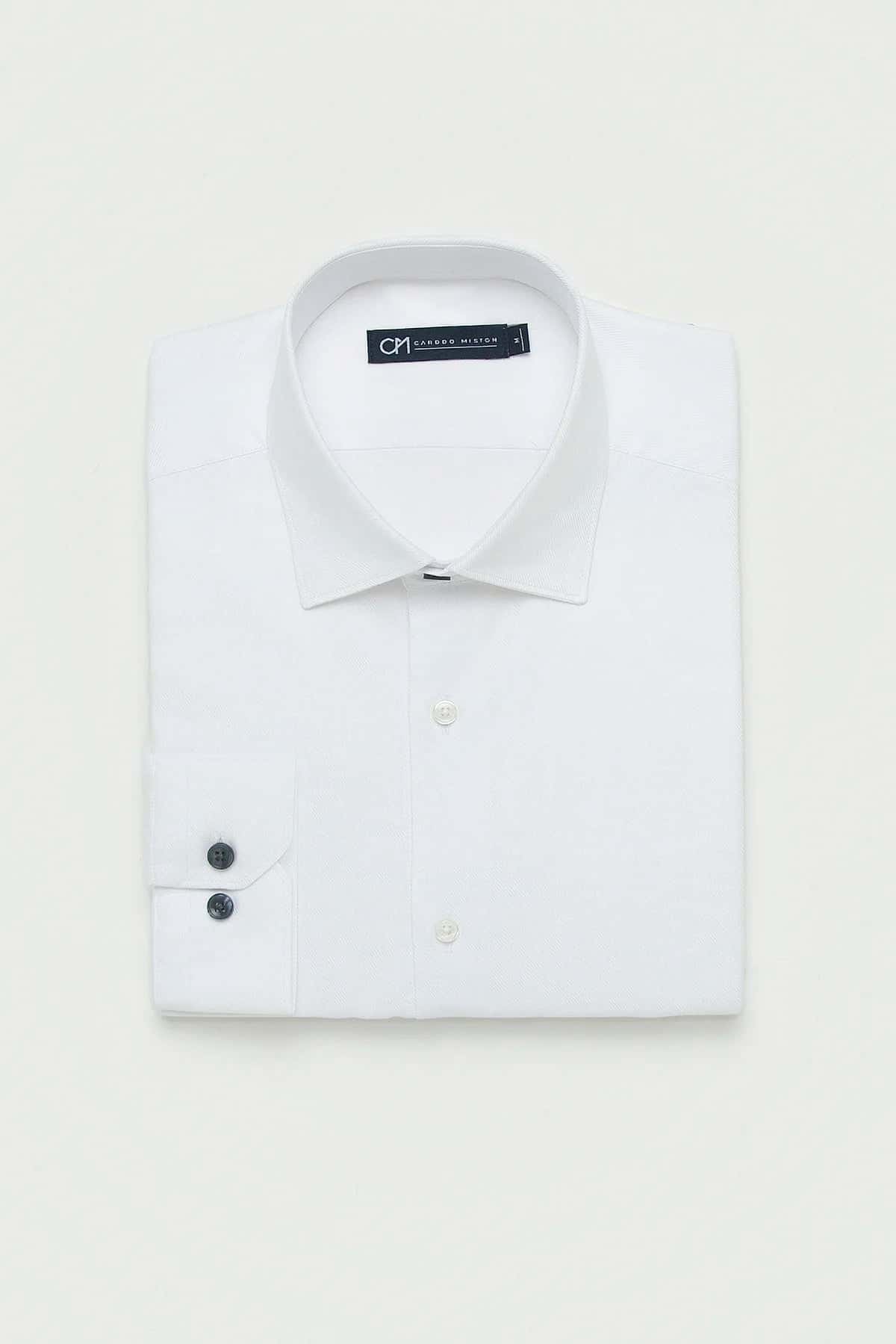 Camisa Dobby Diagonal Algodón Blanco - miniatura 5