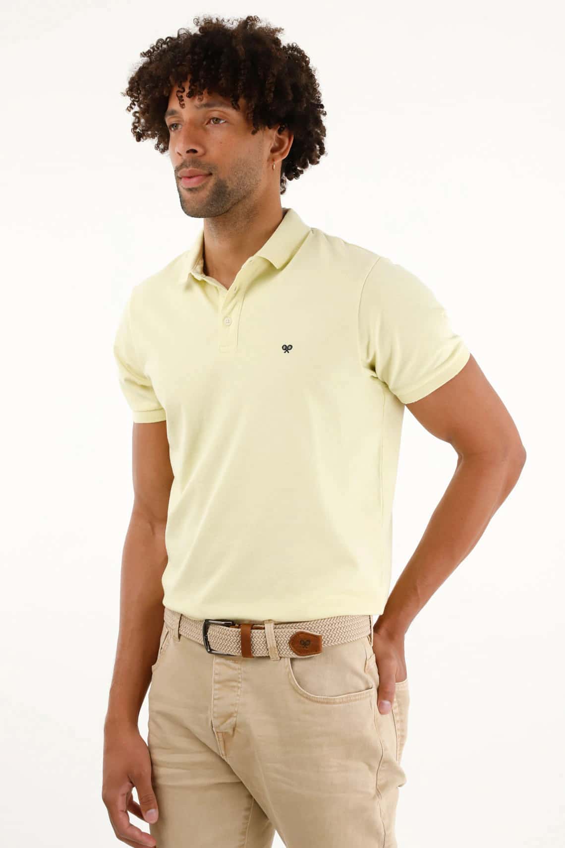 Polo amarilla licrada para hombre