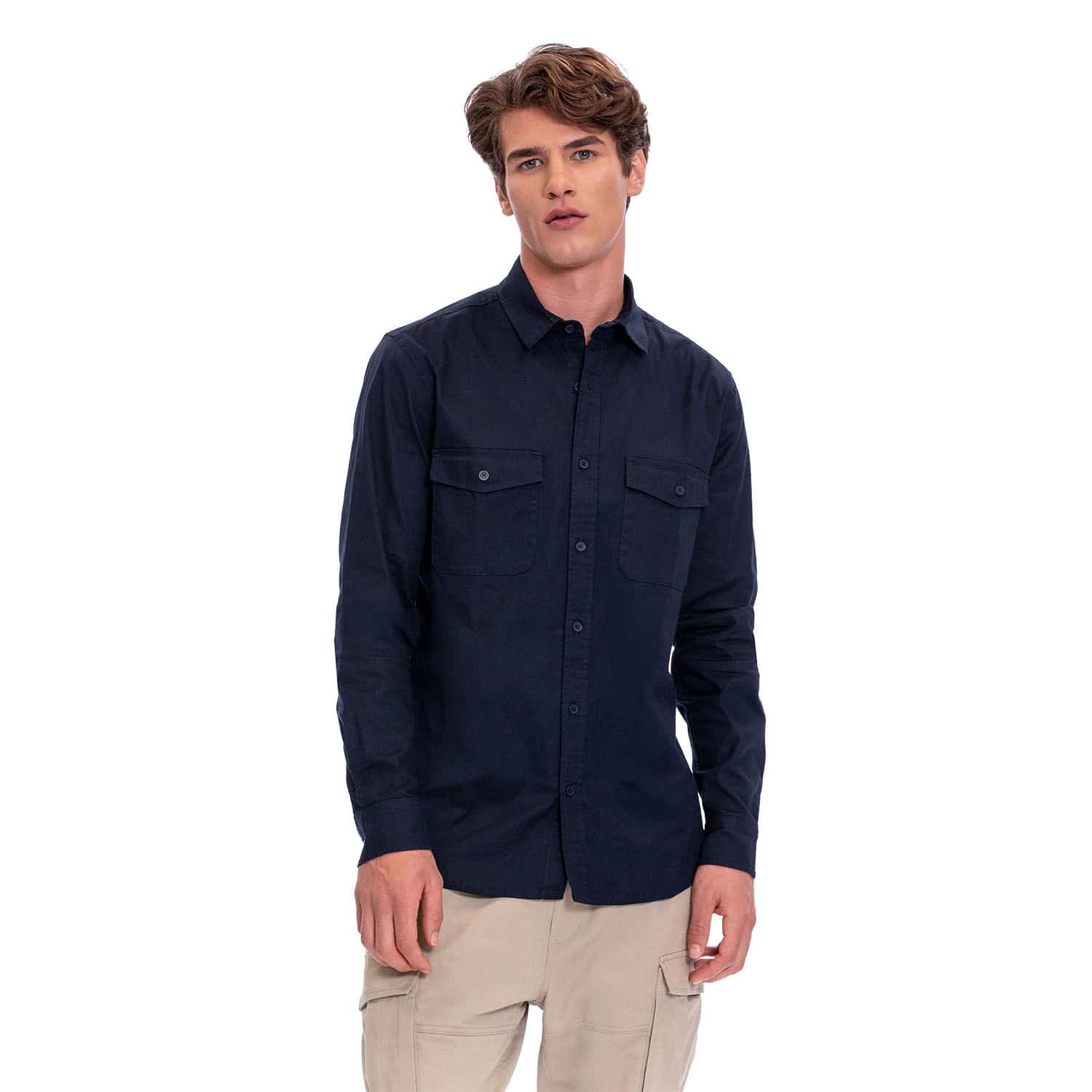 Camisa para Hombre Garnet Manga Larga Azul