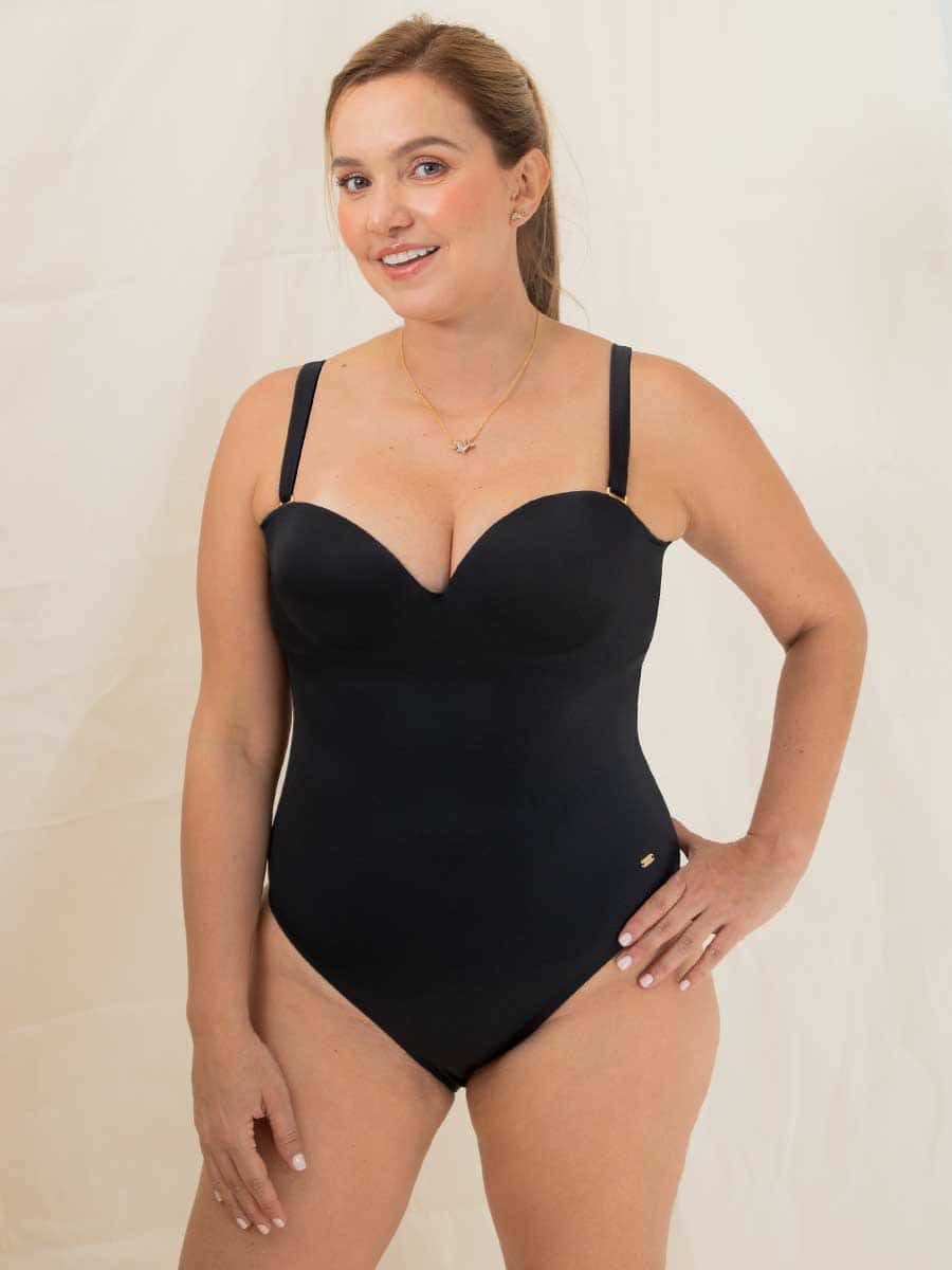 Traje de Baño Entero Uso Strapless Color Negro