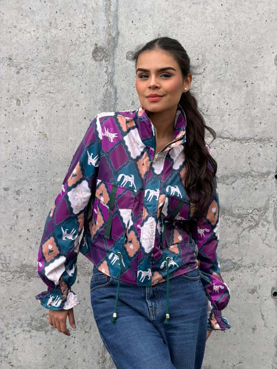 Chaqueta Corta Rombos Morado