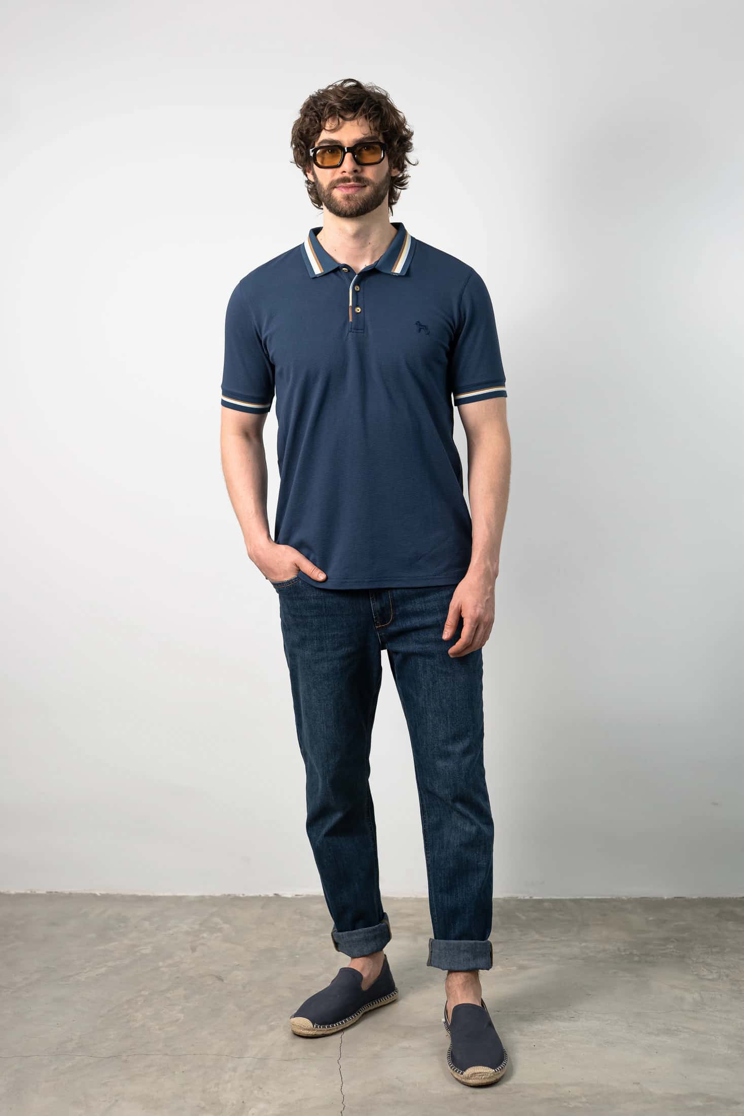 Polo Fashion Azul/Barbaki