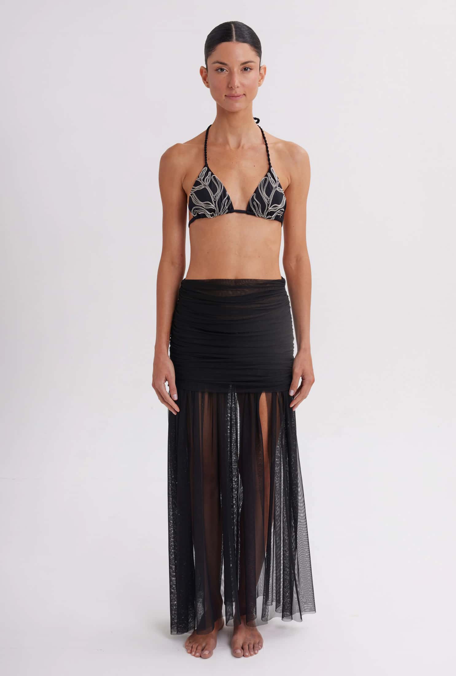 Falda Larga Mesh Seraine Black