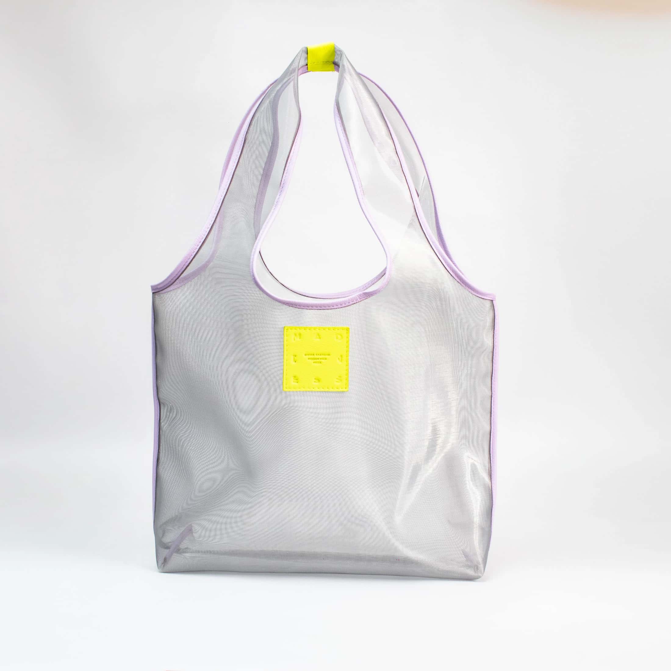 Mesh Tote Bag - Silver x Mauve