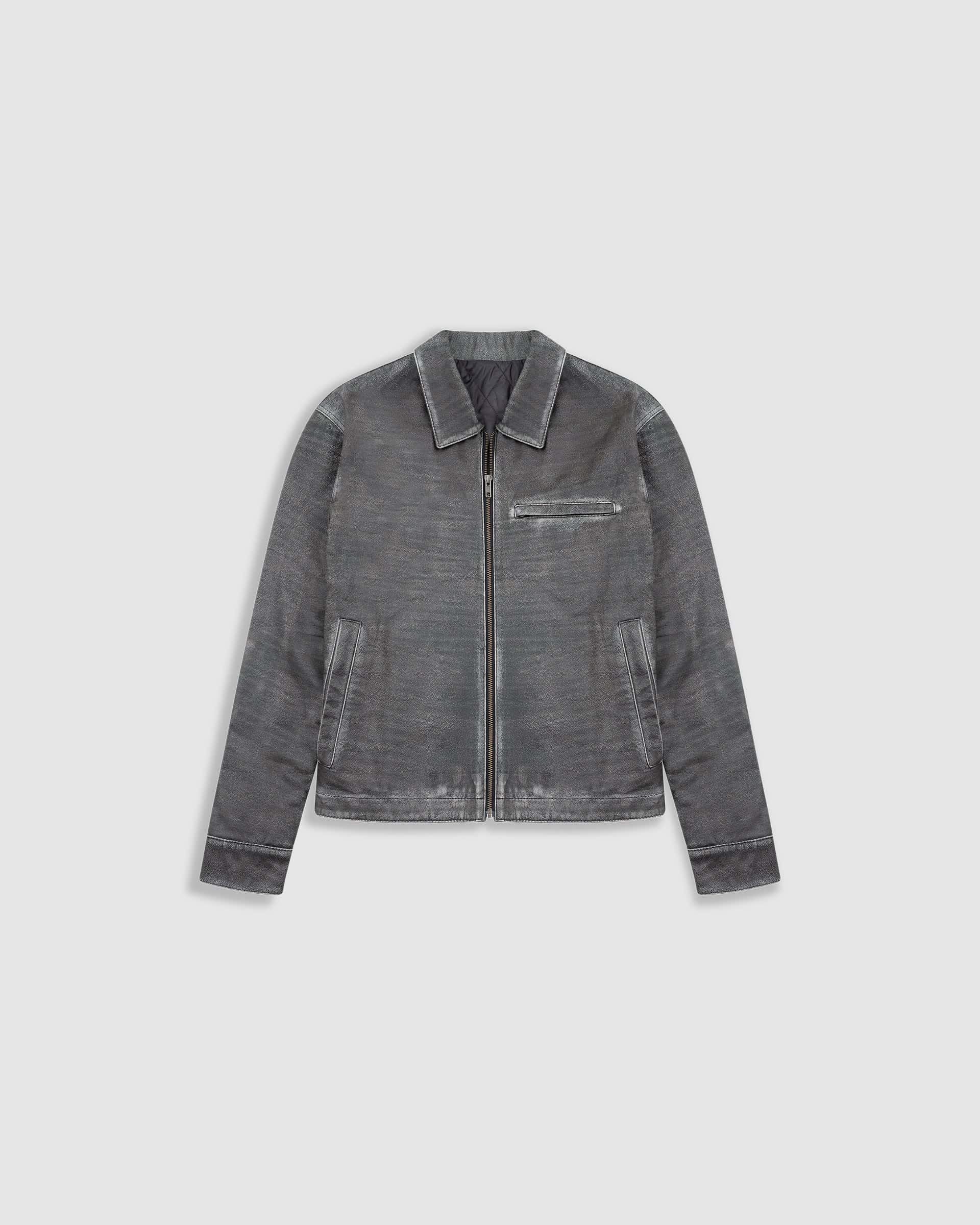 Chaqueta Monogram Leather - Negro Desgastado