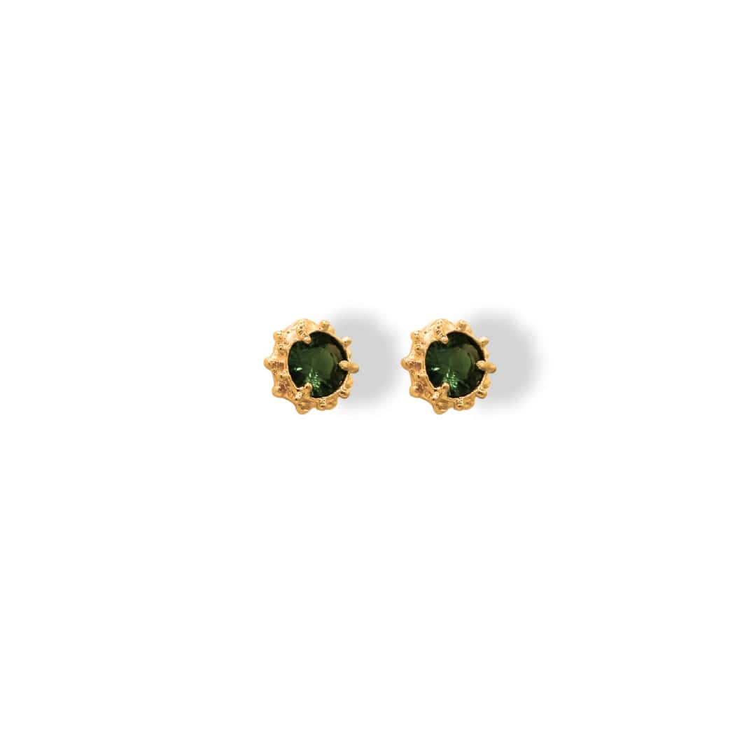 Aretes pequeños con circones verdes