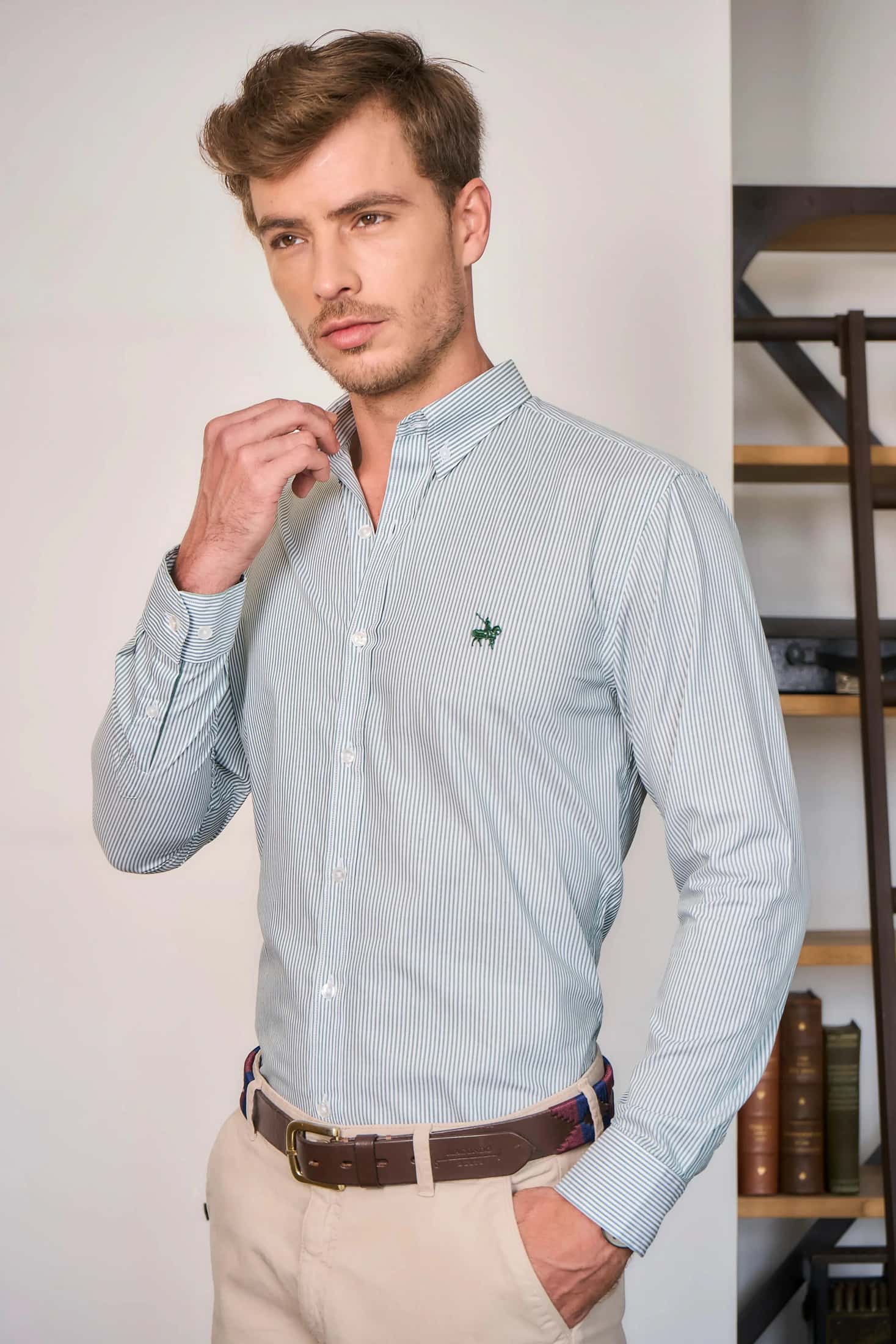 Camisa Hombre Rayas verdes