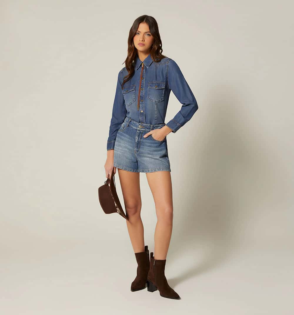 Blusa camisera manga larga para mujer