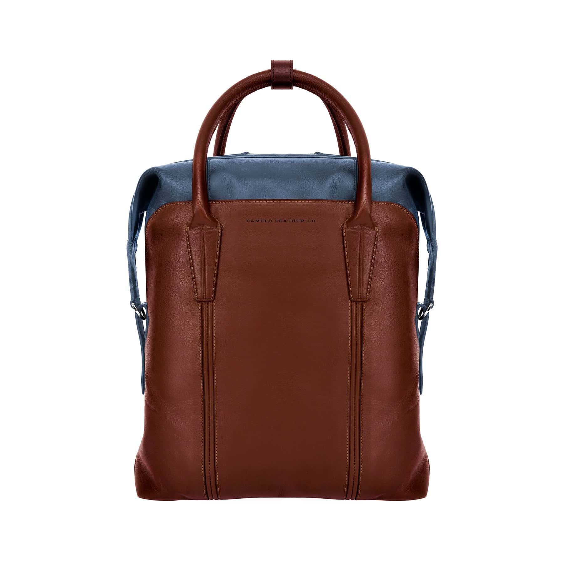 Heritage Backpack / Handbag Blue and Pull Up Cognac