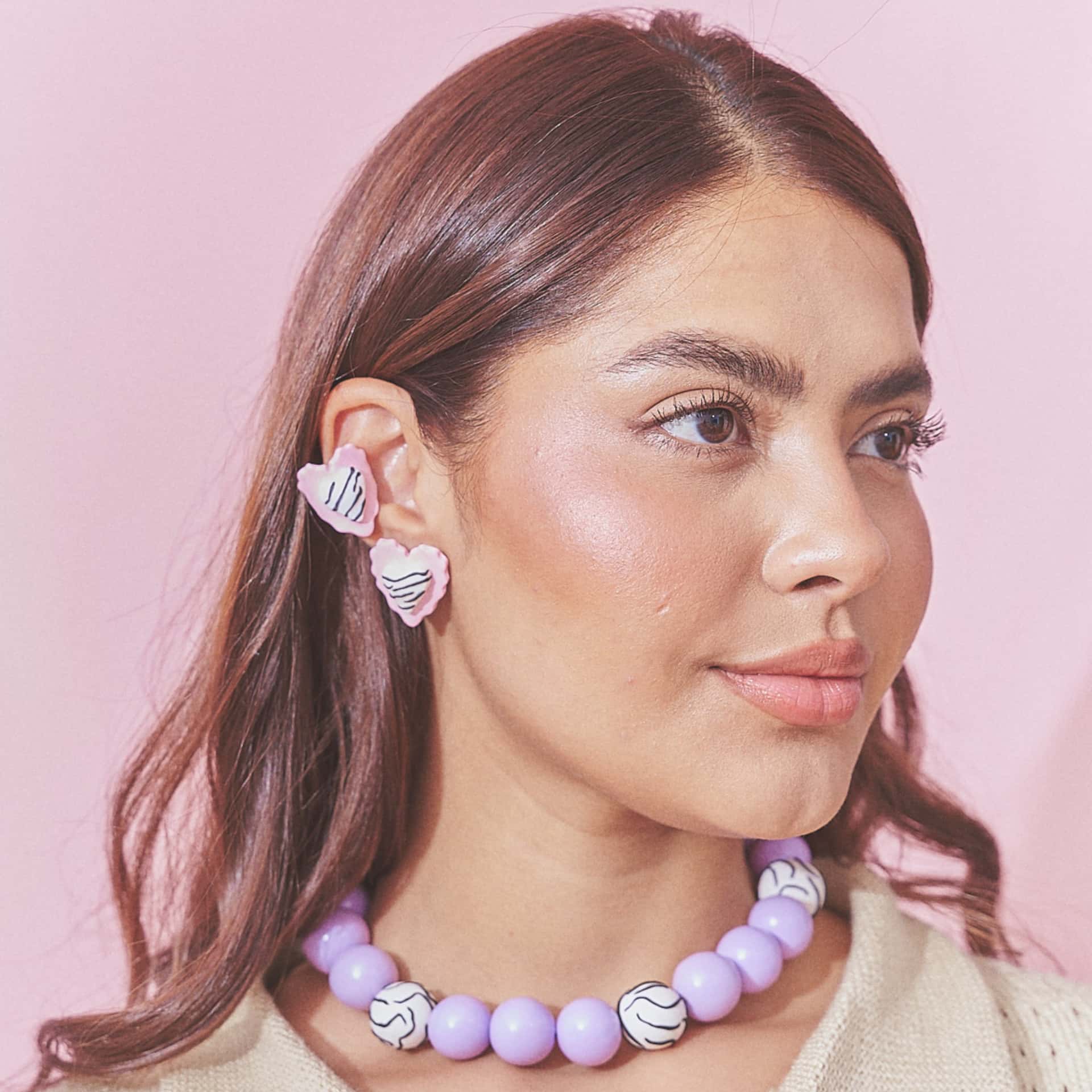 Aretes Corazón Rayado Mix Mini