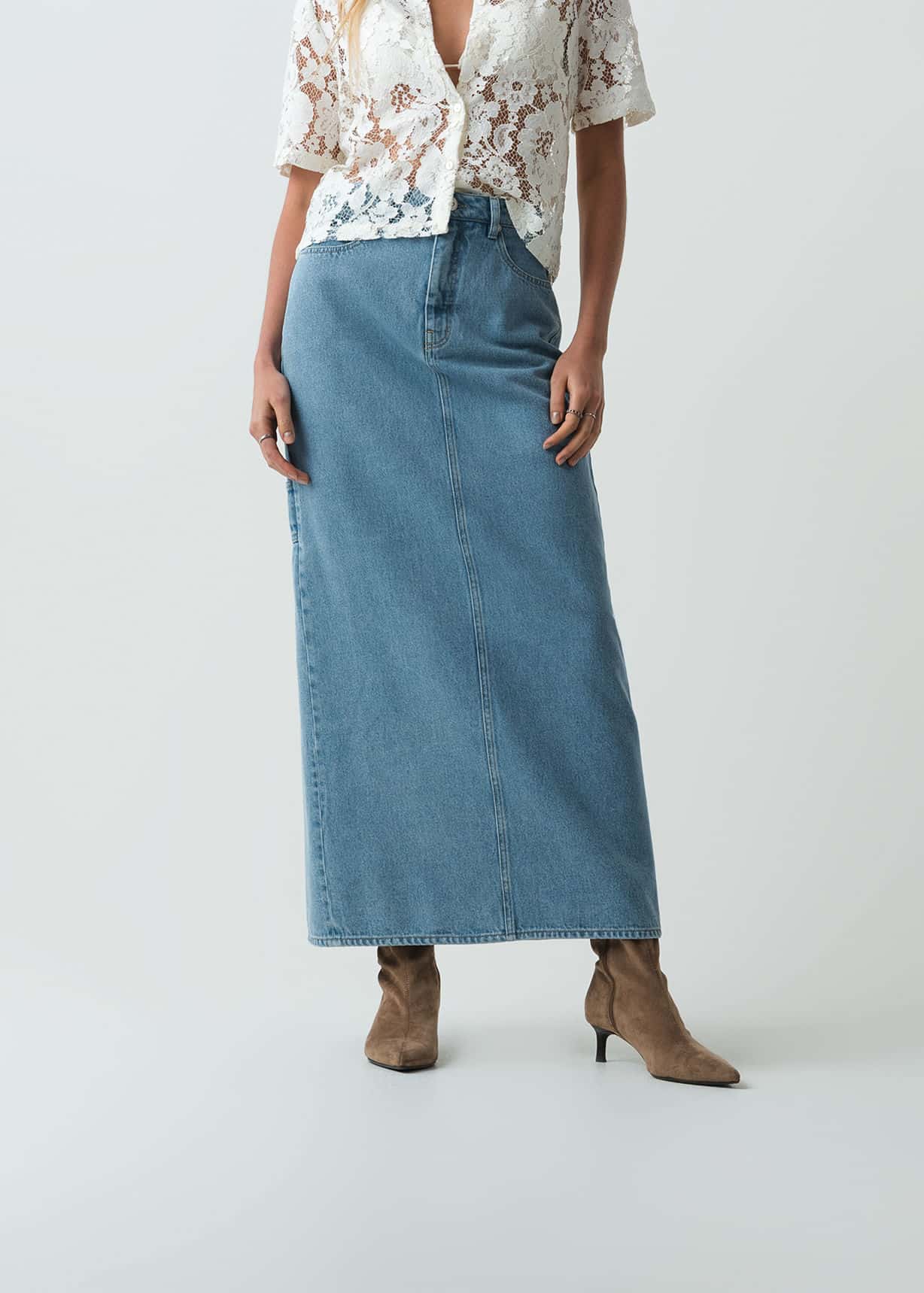 Falda larga en denim