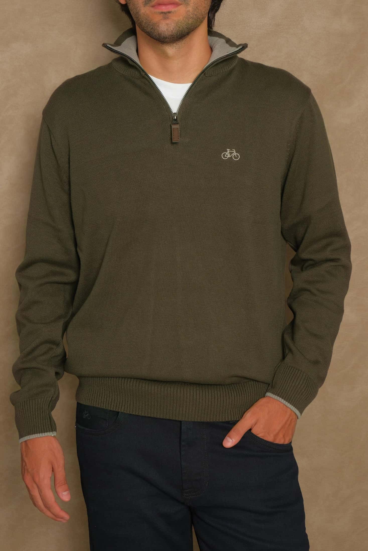 SACO HALF ZIP OLIVE