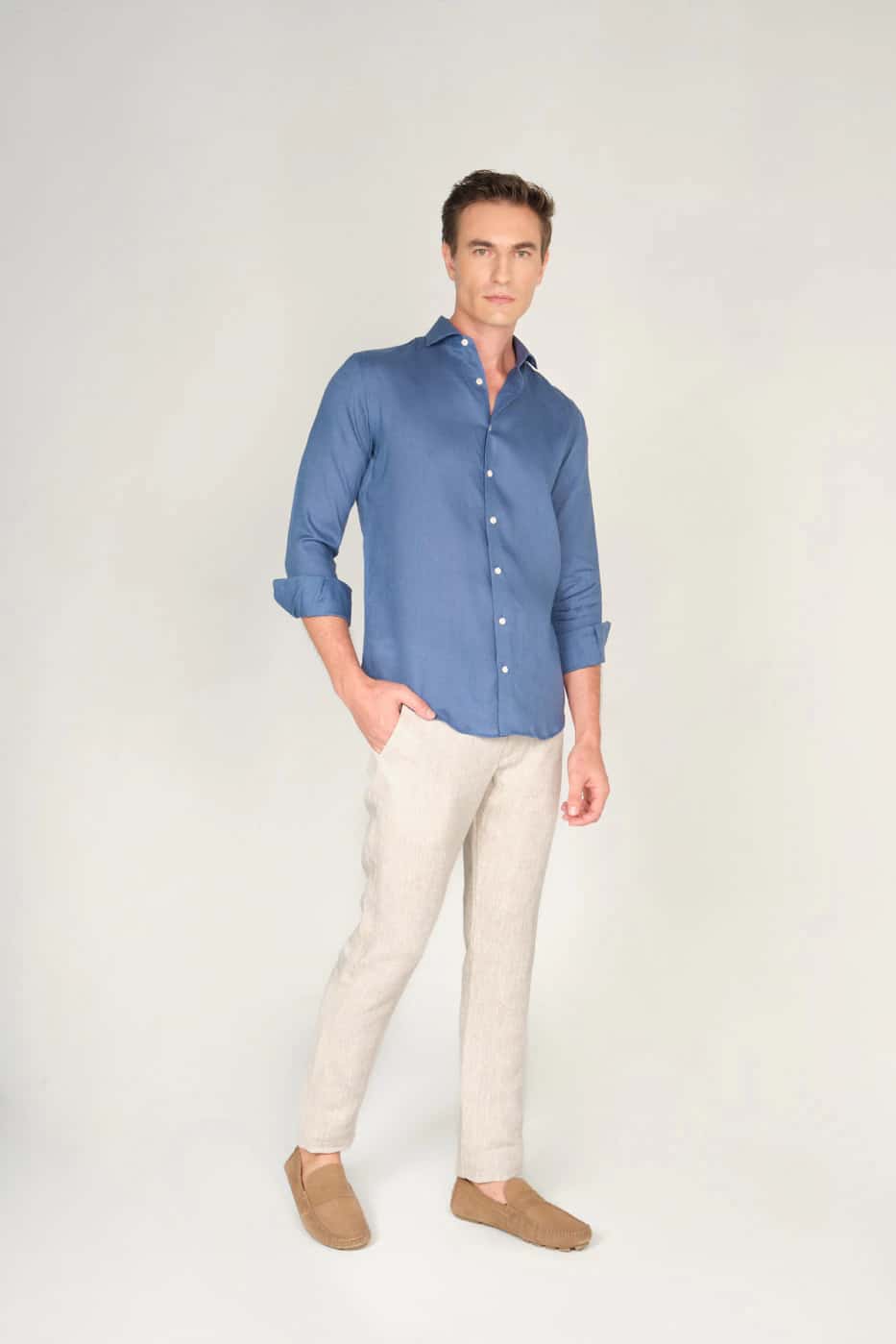 Pantalón Slim Lino Piñacolada Natural