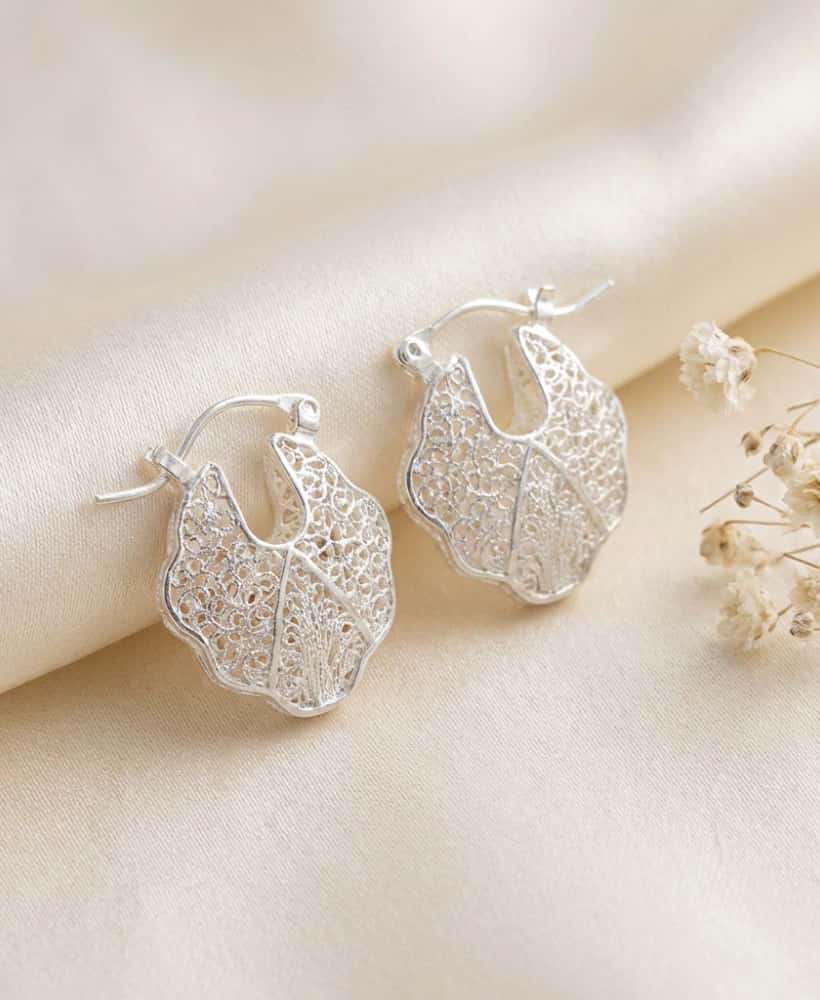 Aretes Renacer diseño Hoja tipo candonga Filigrana