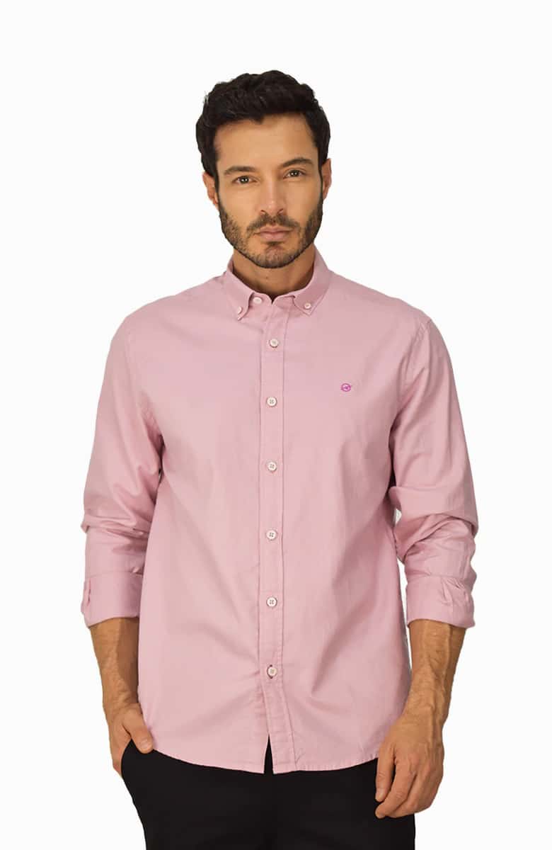 Camisa manga larga Oxford Rosa Claro para Hombre