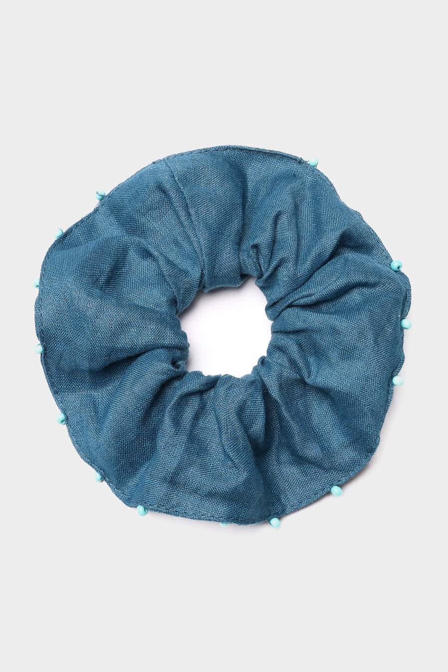 Women's linen blue scrunchie