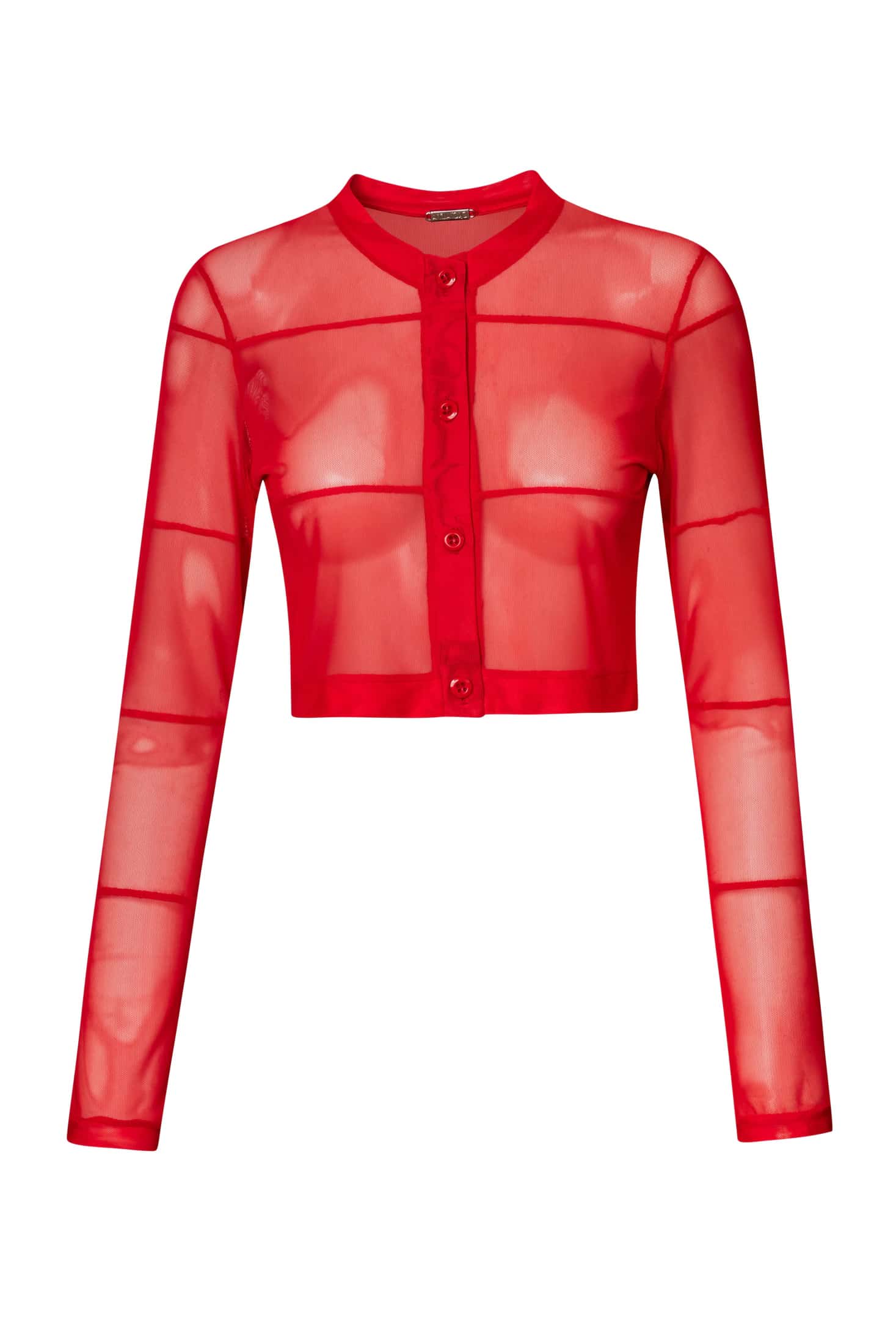 Sheer Tulle Cropped Sweater - miniatura 2