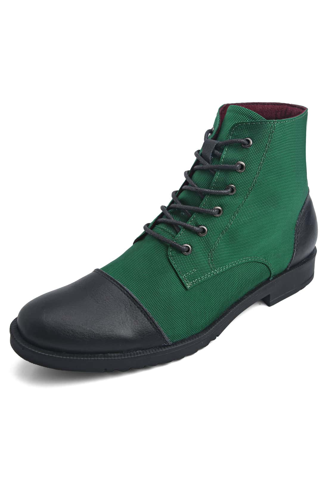 Botas verde en lona y cuero.