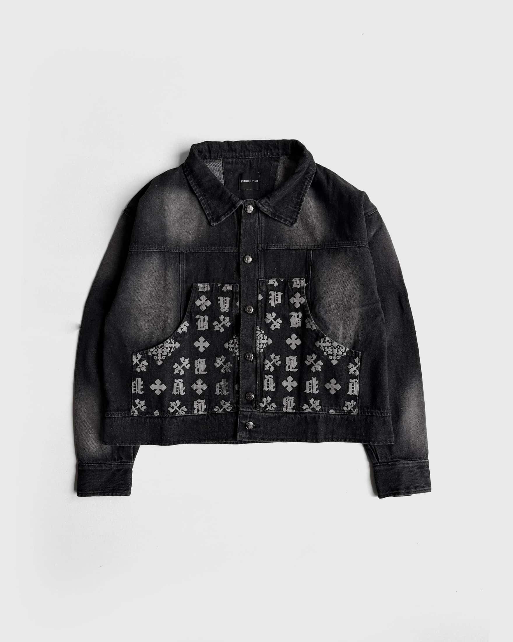 DENIM JACKET BOXY FIT MONOGRAM NEGRA - miniatura 1